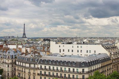 High angle view of buildings in city