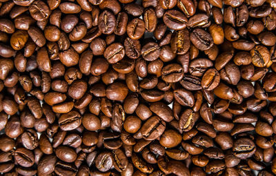 Mix of different types of coffee beans