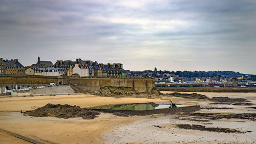 Scenic view of beach against sky saint malo