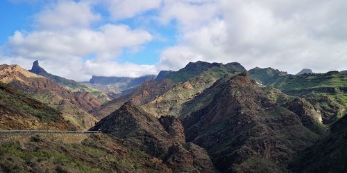 Panoramic view of landscape and mountains against sky