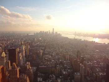 High angle view of city against sky