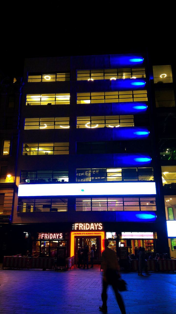 ILLUMINATED MODERN BUILDING FACADE