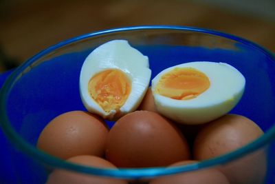 Close-up of eggs in plate