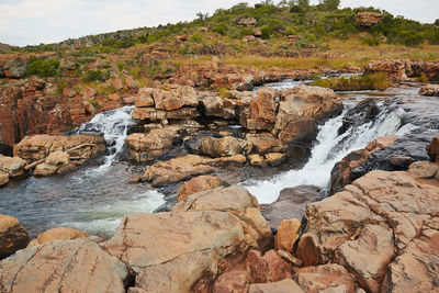 Scenic view of waterfall