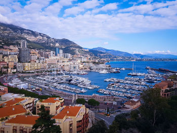 Beautiful morning with a magnific view over the mediterranean sea in monaco, south of france