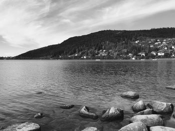 Scenic view of lake against sky