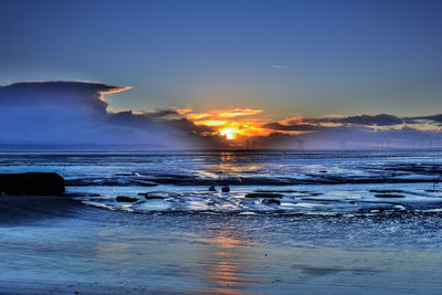 Scenic view of sea at sunset