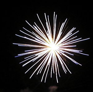 Fireworks display at night