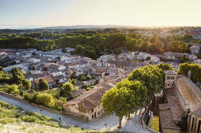 The city of carcassonne at sunset time