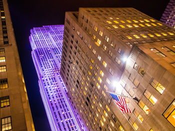 Close-up of illuminated built structure at night