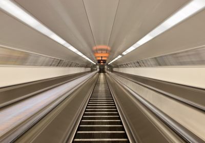 Low angle view of escalator