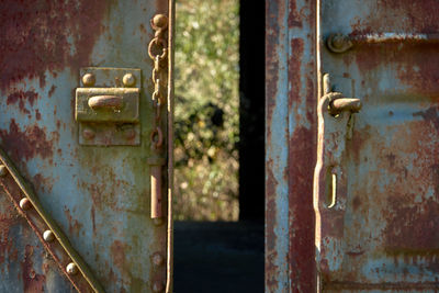 Close-up of rusty metal door
