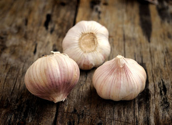 Close-up of garlic on table