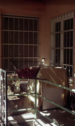 View of building through window