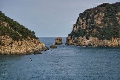 Scenic view of sea against clear sky