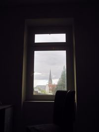 View of city through window