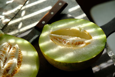 High angle view of fruits on table