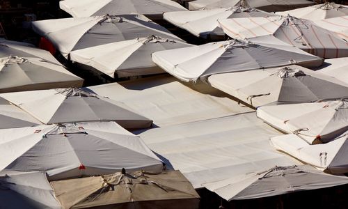 Full frame shot of market stalls on sunny day