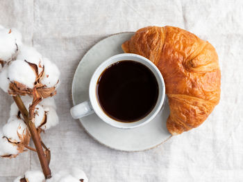 High angle view of coffee on table