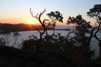 Scenic view of sea against sky at sunset