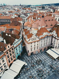 High angle view of buildings in city
