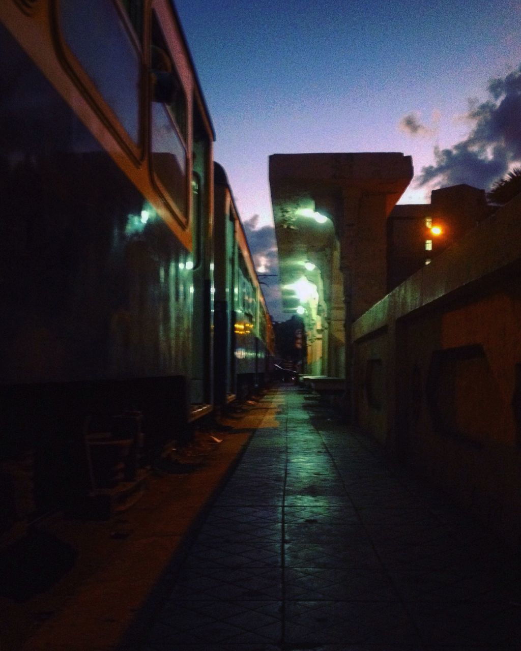 illuminated, night, architecture, built structure, the way forward, outdoors, no people, building exterior, sky, city