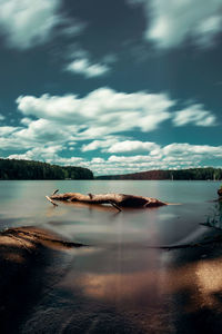 Scenic view of lake against sky