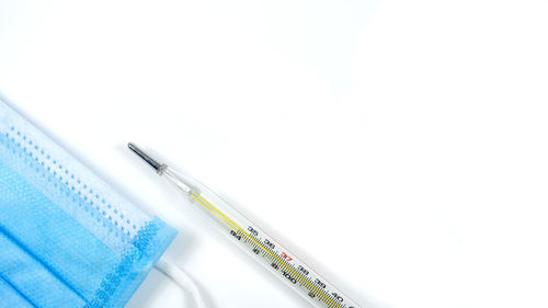 High angle view of pen against white background