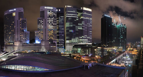 Illuminated cityscape at night