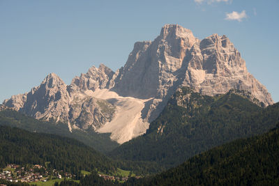 Scenic view of mountains against clear sky