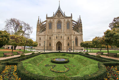 Fountain in front of historical building