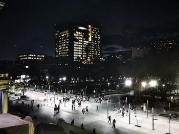 View of illuminated buildings at night