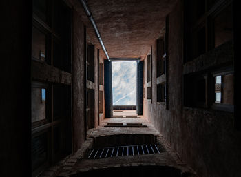 Empty corridor of old building