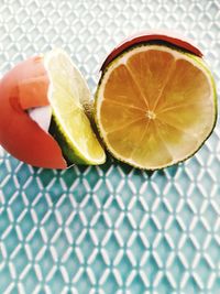 High angle view of lemon on table