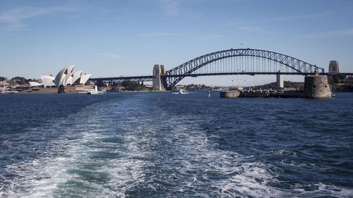 Sydney opera house and harbor bridge at harbor