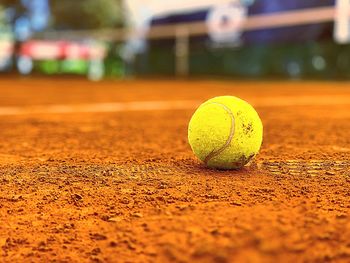 Surface level of tennis ball on playing field