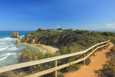 View of lighthouse on cliff