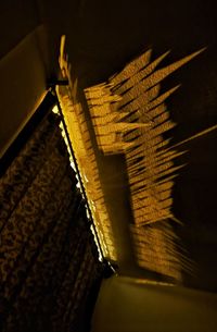 Low angle view of ceiling and curtain