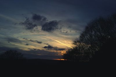 Silhouette of trees against sky at sunset