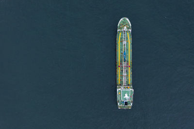 High angle view of ship in sea