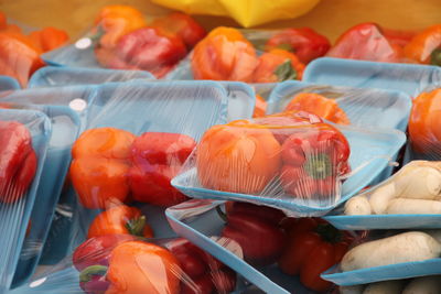 Close-up of vegetables in plastic