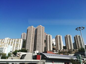 View of cityscape against clear sky