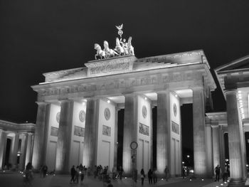 Low angle view of brandenburg gate at night