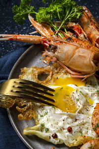 Close-up of food in plate on table