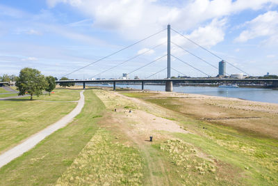 The banks of the rhine in düsseldorf and a bird's eye view of the city