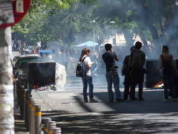 People walking on road