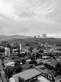 High angle view of cityscape against sky