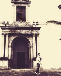 View of people walking on tiled floor