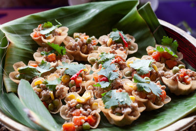 Close-up of meal served in plate