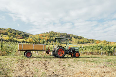 Tractor in a vineyard